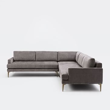 Andes Sectional Set 03: Left Arm 2.5 Seater Sofa, Corner, Right Arm 2.5 Seater Sofa, Poly, Performance Coastal Linen, Storm Gray, Dark Pewter - Image 2