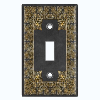 Metal Light Switch Plate Outlet Cover (French Victorian Frame Black 4 - Single Toggle) - Image 0