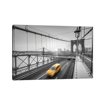 Yellow Cab Crossing The Brooklyn Bridge, New York City - Image 0