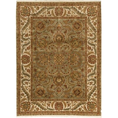 Trinity Oriental Hand Knotted Wool Green/Ivory Area Rug - Image 0
