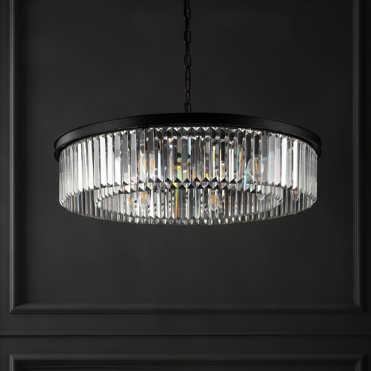 Jennaya Crystal Chandelier - Black - Image 2