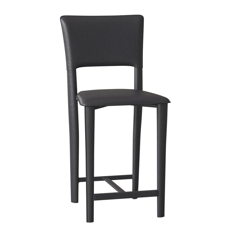 Maria Yee Metro Leather Bar & Counter Stool Frame Color: Heritage Black, Seat Height: Counter Stool (24" Seat Height) - Image 0