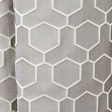 Honeycomb Jacquard Curtain, Frost Gray, 48"x84" - Image 1