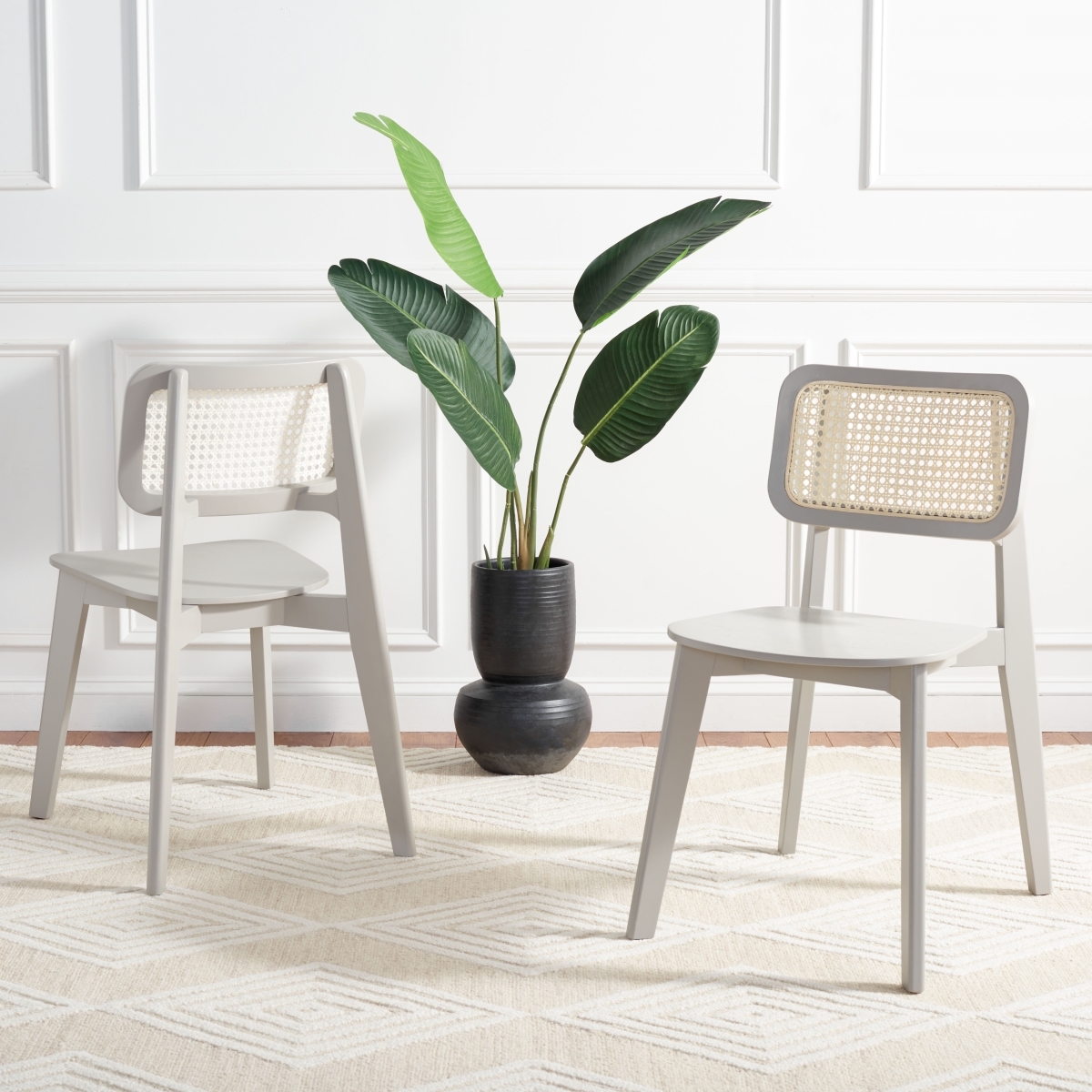 Luz Cane Dining Chair - Grey / Natural - Safavieh - Image 1