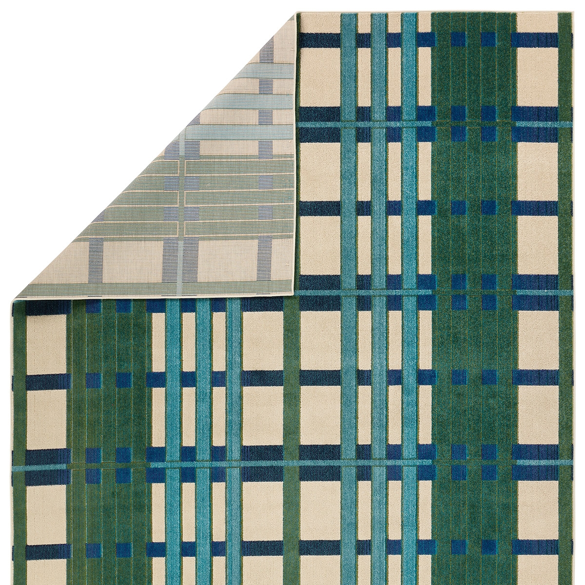 Mohair ALI01 Geometric Blue and White Area Rug (8'6"x11'6") - Image 2