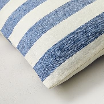 Heather Taylor Home Milos Stripe Silk Pillow Cover, 20"x20", Dark Blue - Image 3