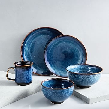 Ocean Waves Dinner Plates, Set of 4, Marina Blue - Image 1
