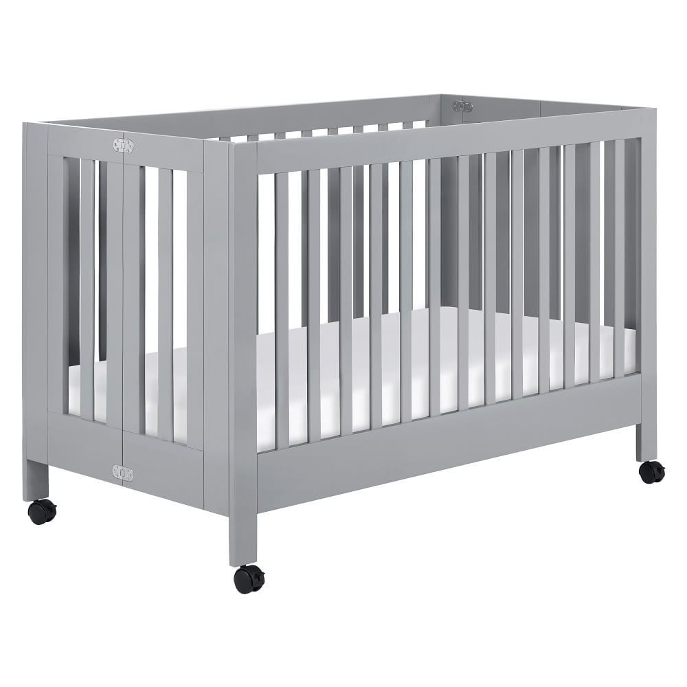 Maki Full-Size Portable Folding Crib with Toddler Bed Conversion Kit, Gray, WE Kids - Image 0