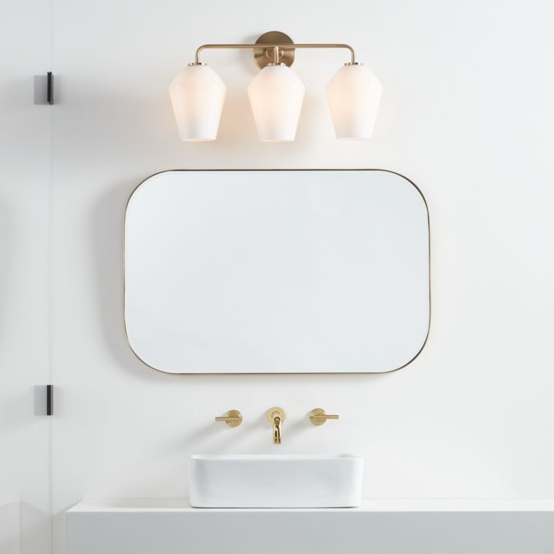 Arren Brass 3-Light Wall Sconce with Milk Angled Shades - Image 4