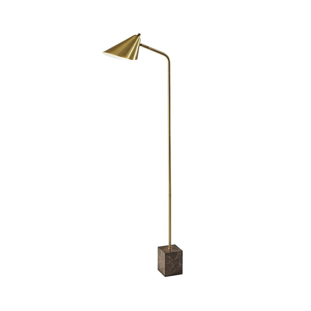Tapered Cone Shade Floor Lamp, Brown Marble - Image 0