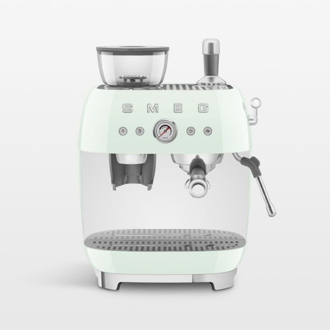 SMEG Pastel Green Semi-Automatic Espresso Machine with Milk Frother - Image 0