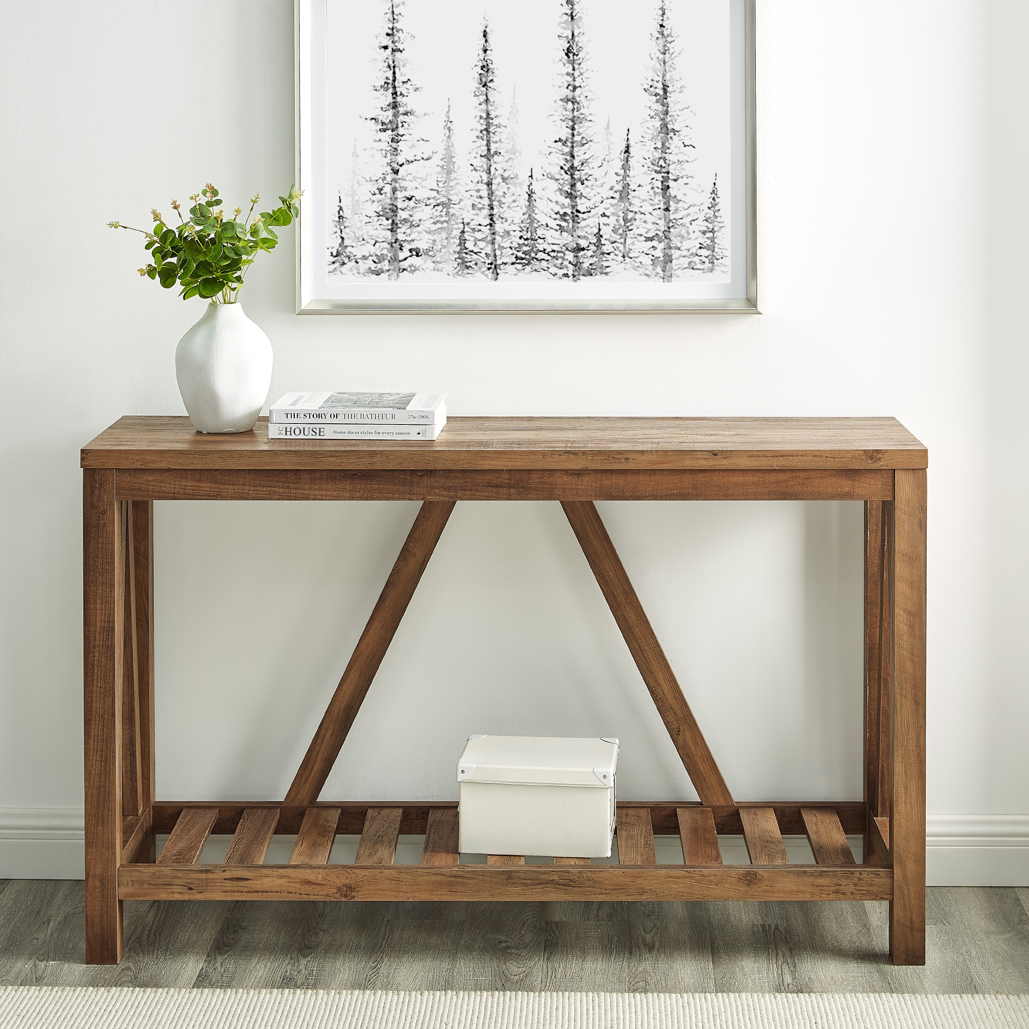 52" Rustic A Frame Entry Table - Rustic Oak - Image 5