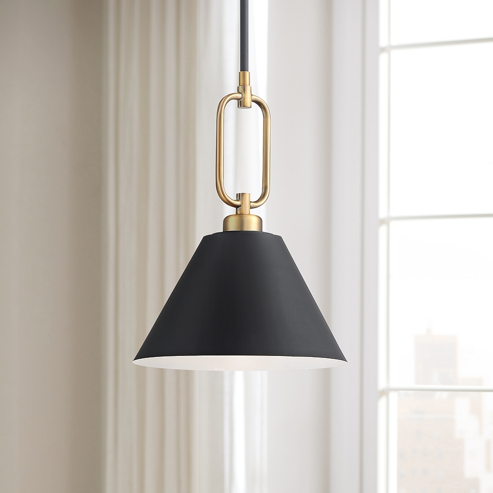 Stiffel Meyer 11 1/2" Wide Black and Warm Gold Mini Pendant - Image 0