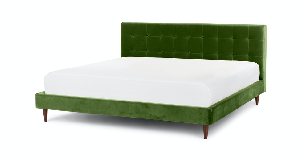 Sven King Tufted Velvet Bed - Grass Green - Image 0