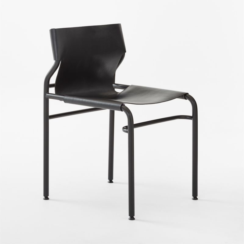 Surf Sling Black Leather Dining Chair - Image 2