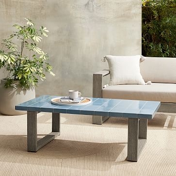 Glazed Top Coffee Table, Rectangle, Wood/Concrete, Slate Glaze/Driftwood - Image 1