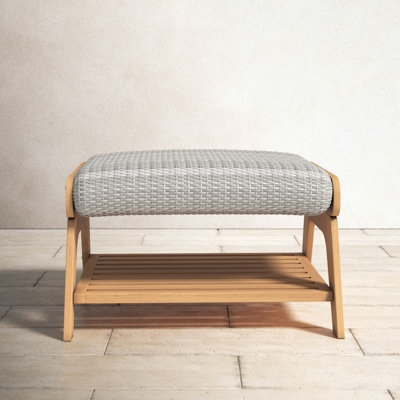 Dezi Teak Upholstered Ottoman with Cushion