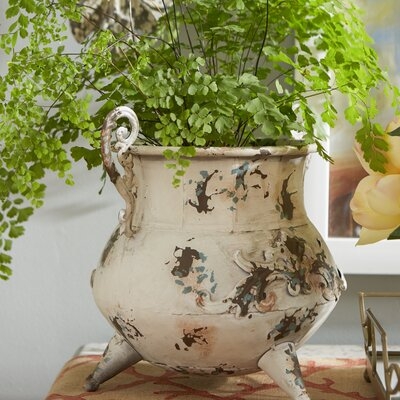 Adelia White/Brown 12" Iron Table Vase - Image 0