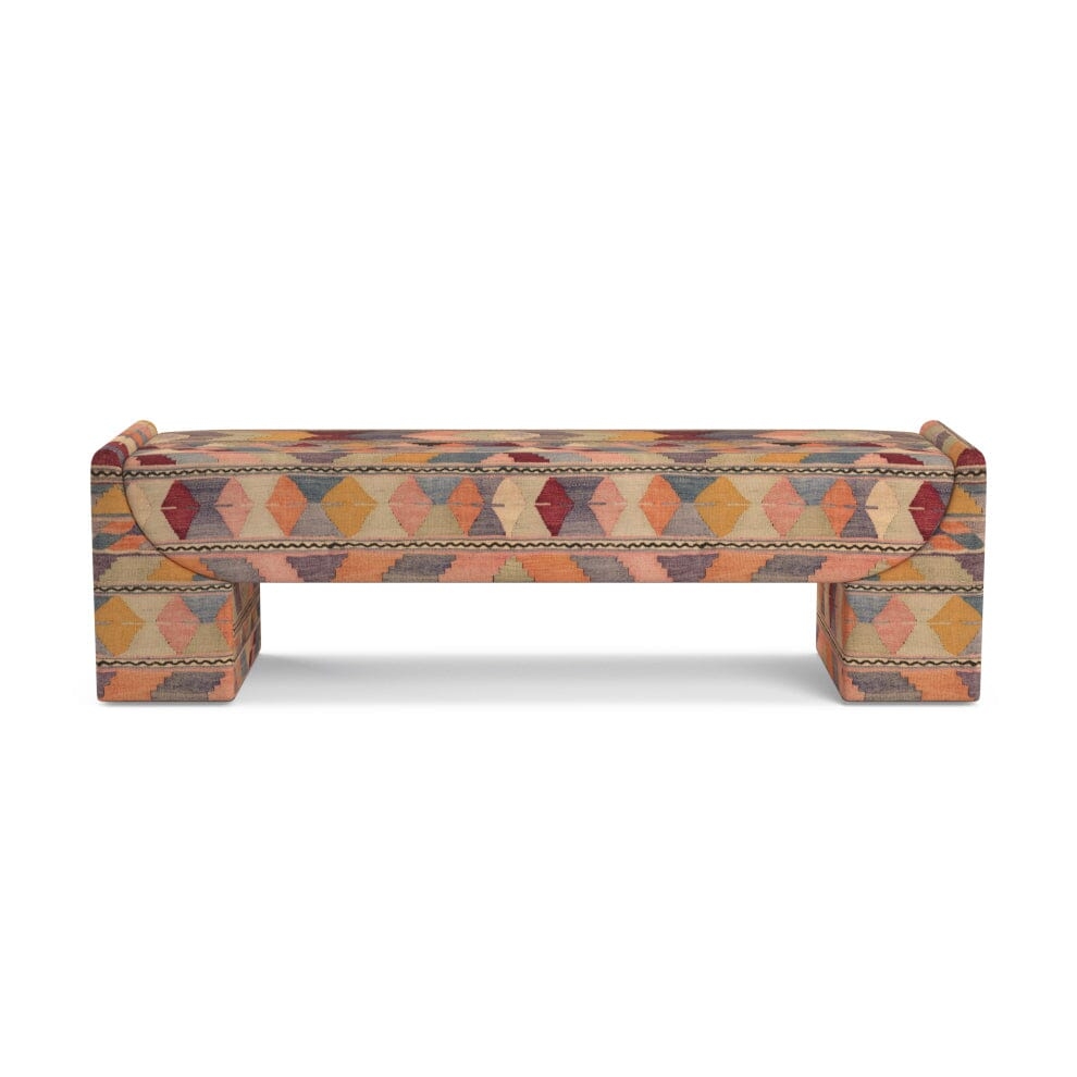 Shell Psychedelic Kilim Stevie Bench by St. Frank | Orange | 62"W x 18"D x 18"H Seat - Image 0