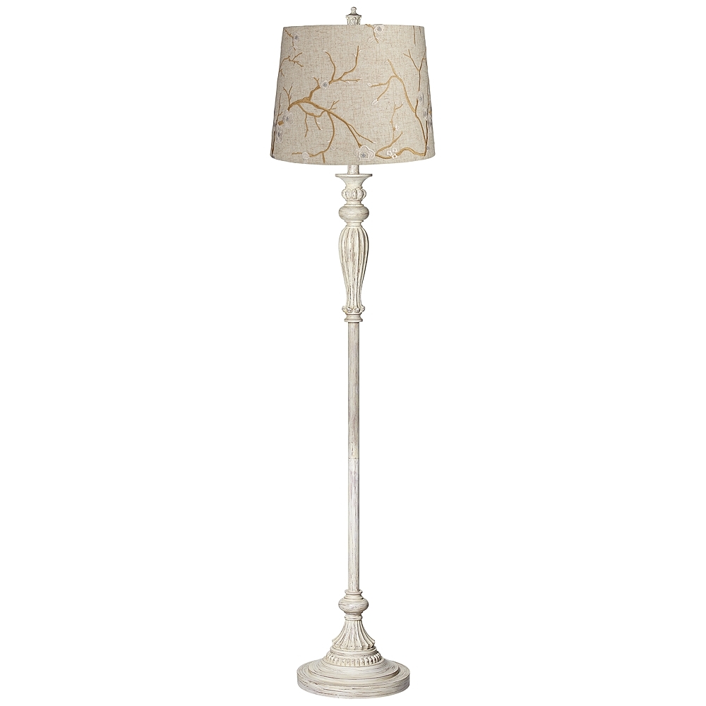 360 Lighting Vintage Chic 60" Plum Flower Antique White Floor Lamp - Image 0