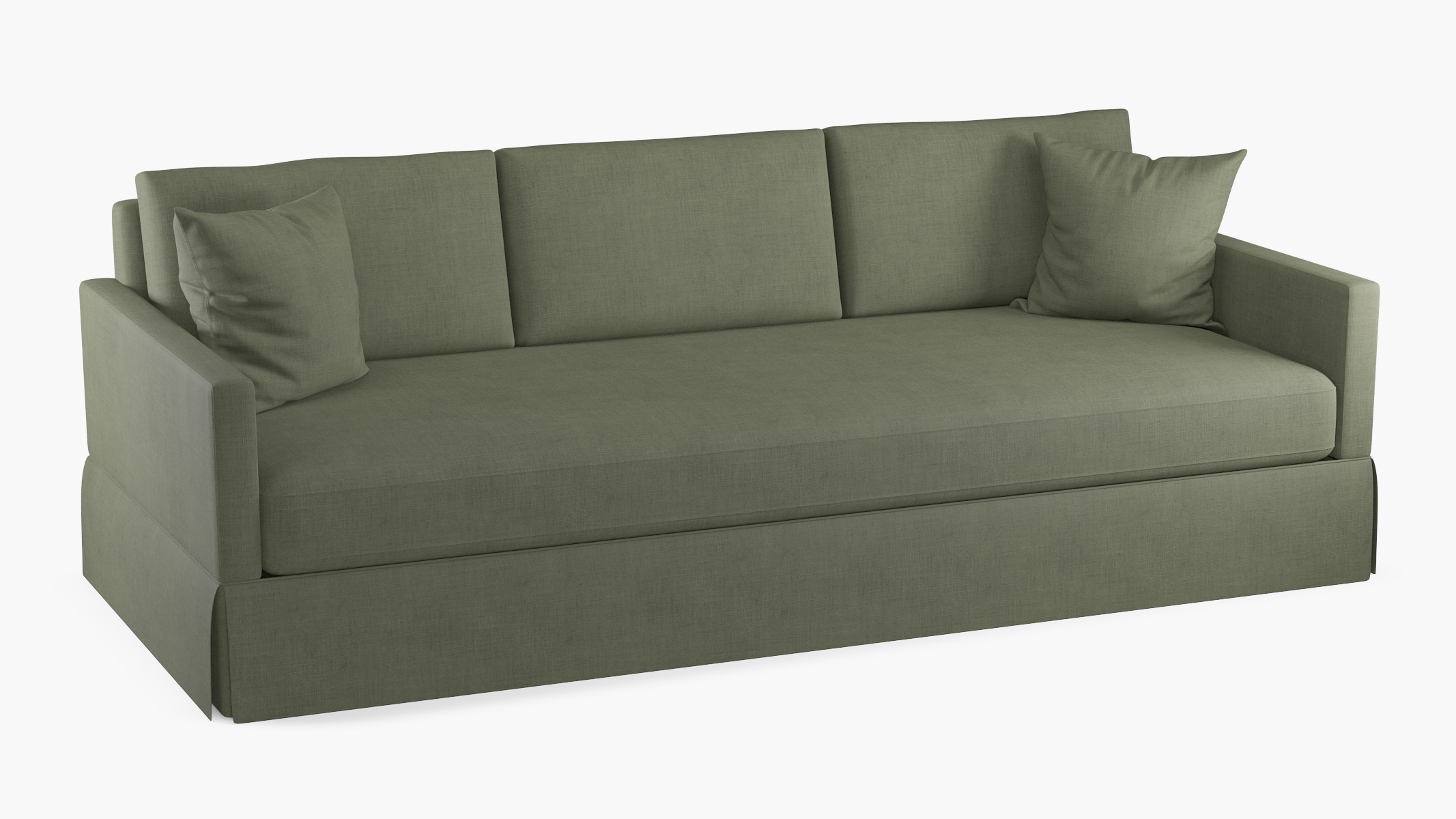 Skirted Track Arm Sofa, Moss Luxe Linen, Standard (39") - Image 1