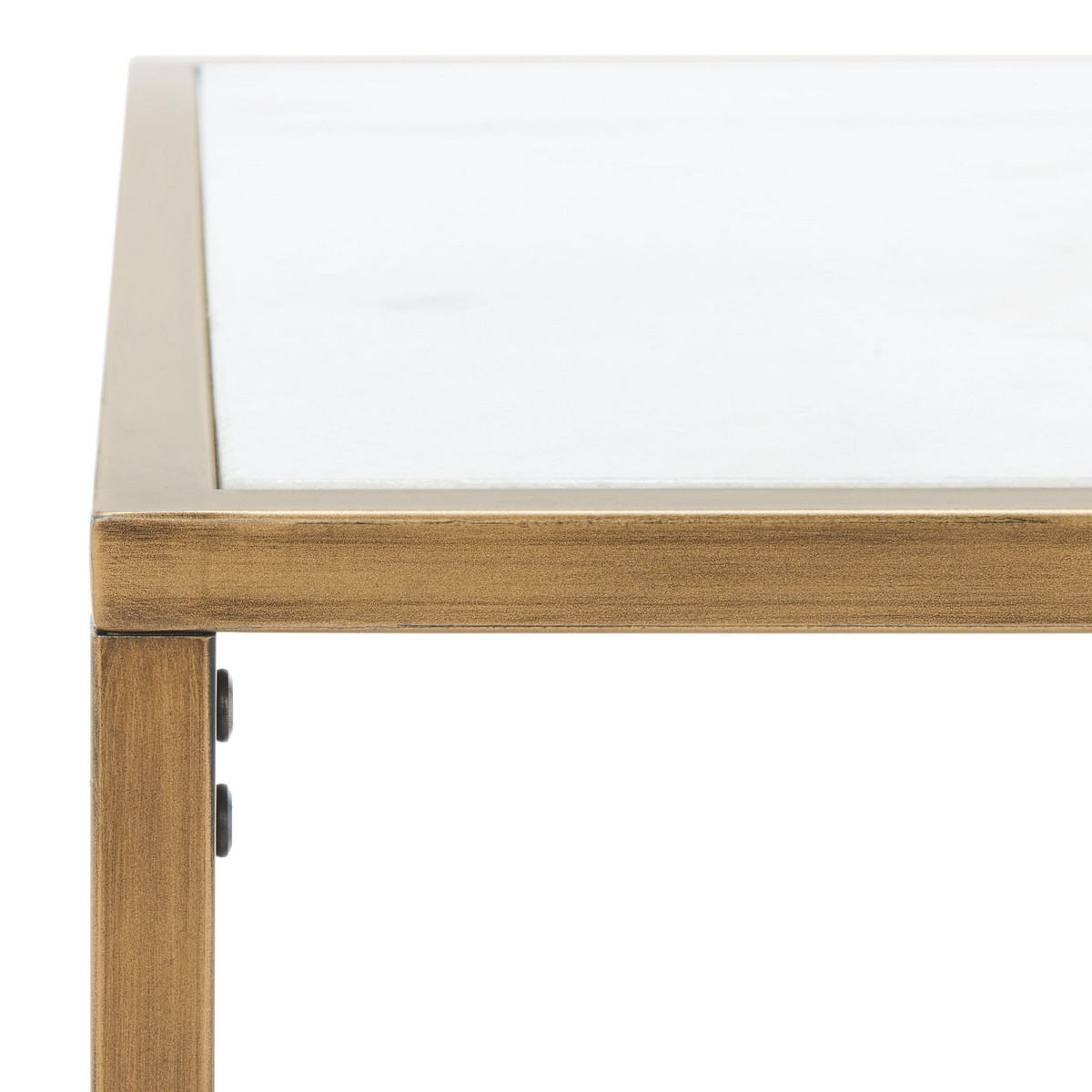 Brynna Rectangle Marble Coffee Table - White/Bronze - Image 3