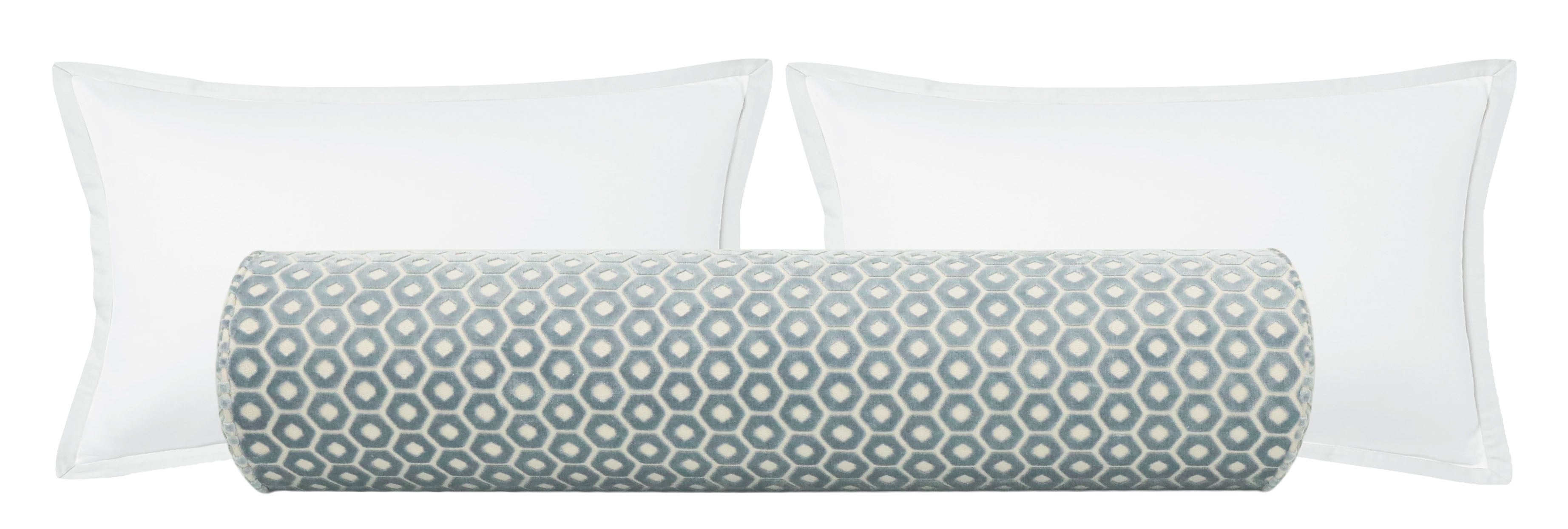 THE BOLSTER :: PALOMA CUT VELVET // CERULEAN BLUE - BY THE YARD - Image 0