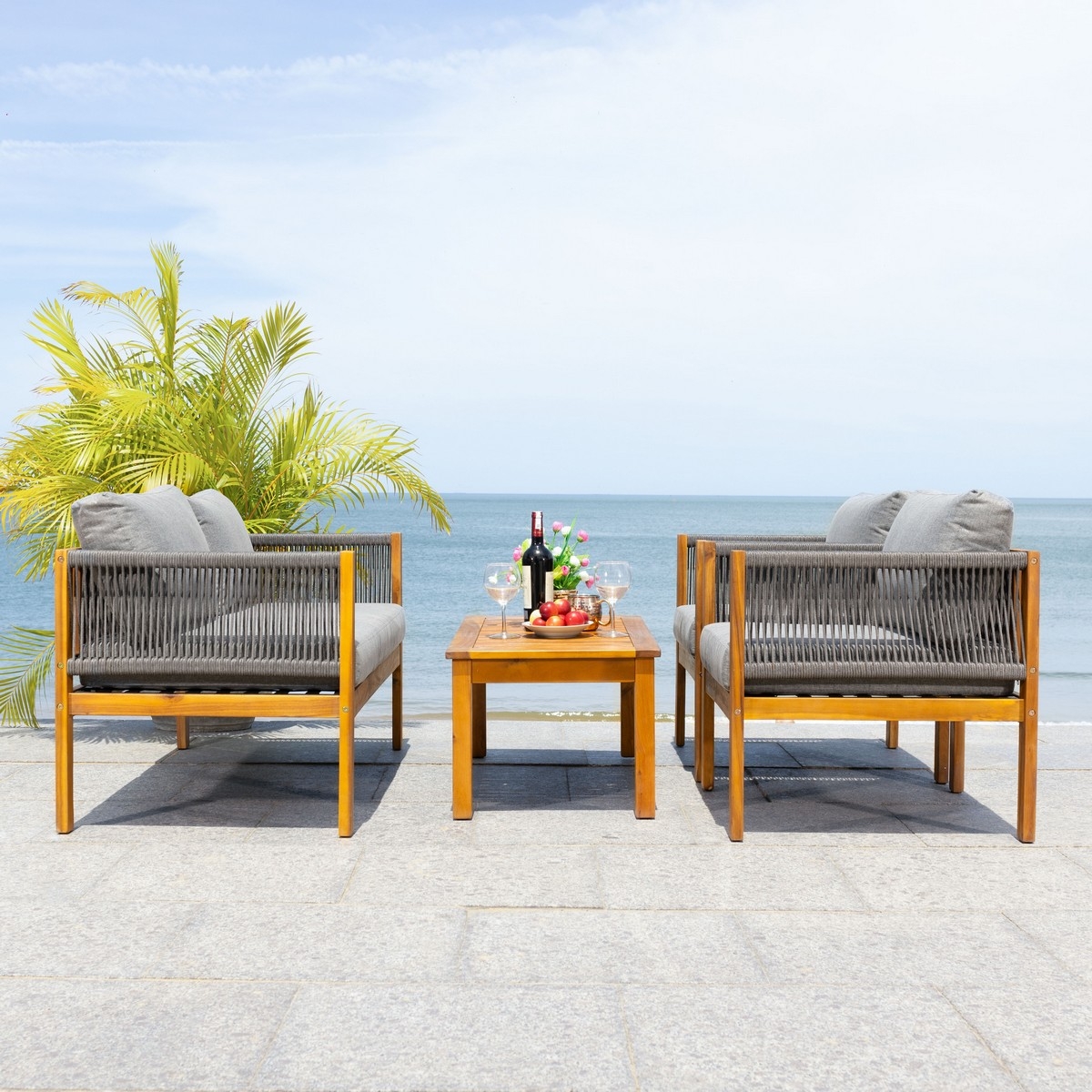Wilson 4 Pc Living Set - Grey/Grey - Safavieh - Image 3