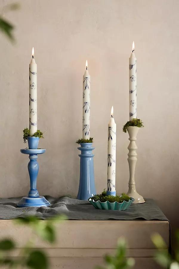 Blue Floral Tapers, Set of 4 - Image 0