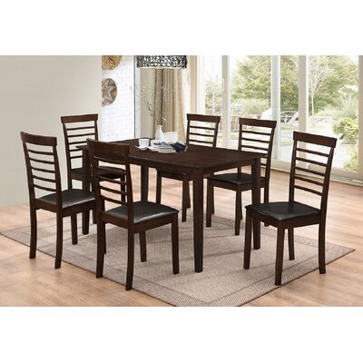 Dining Set With 1 Table Espresso Wood And 4 Espresso Wood Chair, Fabric Cushion Seats With Espresso Legs - Image 0