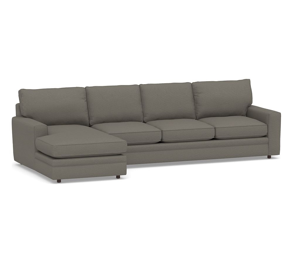 Pearce Square Arm Upholstered Right Arm Sofa with Chaise Sectional, Down Blend Wrapped Cushions, Chunky Basketweave Metal - Image 0