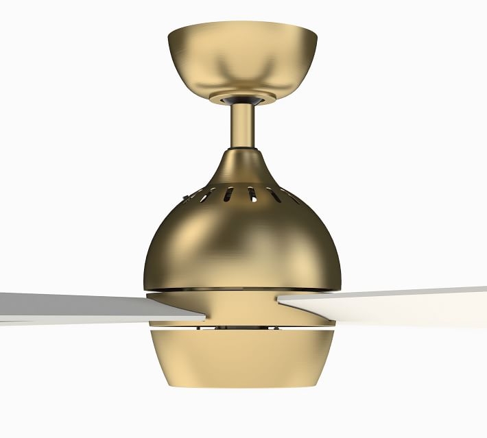 Kwad Ceiling Fan, Brushed Satin Brass With Matte White Blades, 44" - Image 1