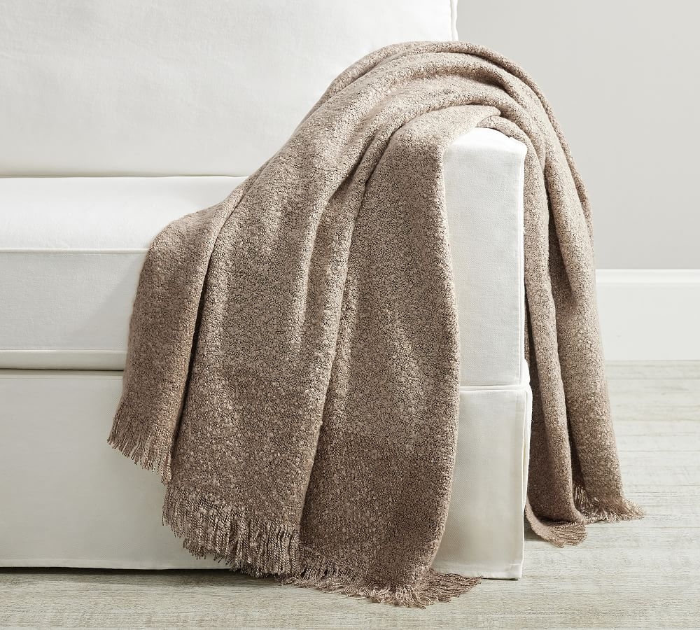 Heathered Boucle Personalized Throw, Oatmeal - Image 0