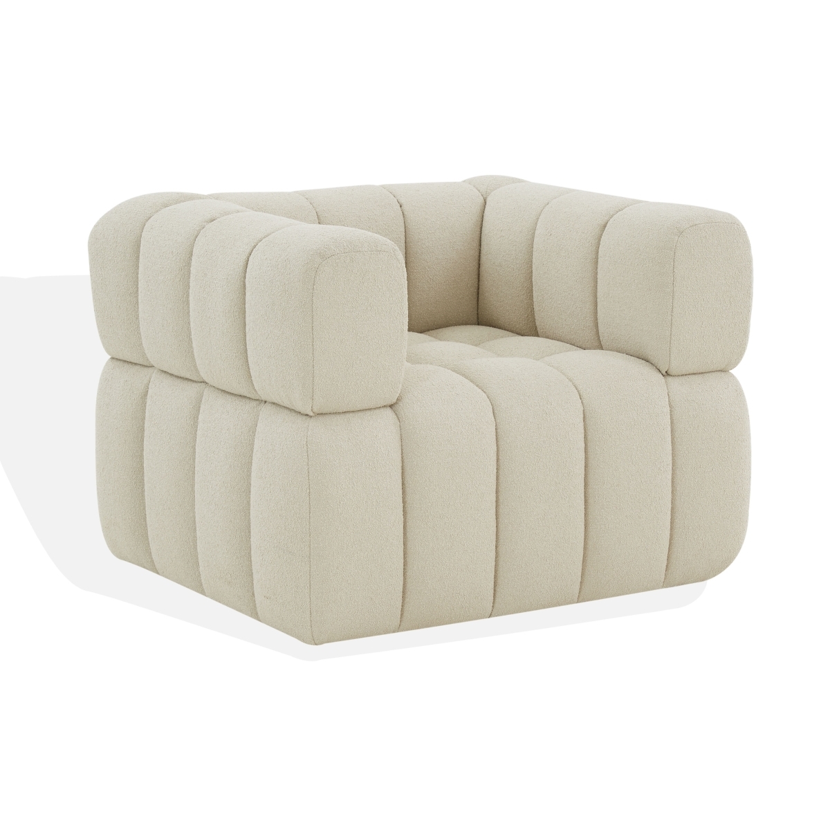 Calyna Boucle Accent Chair - Light Grey - Image 3