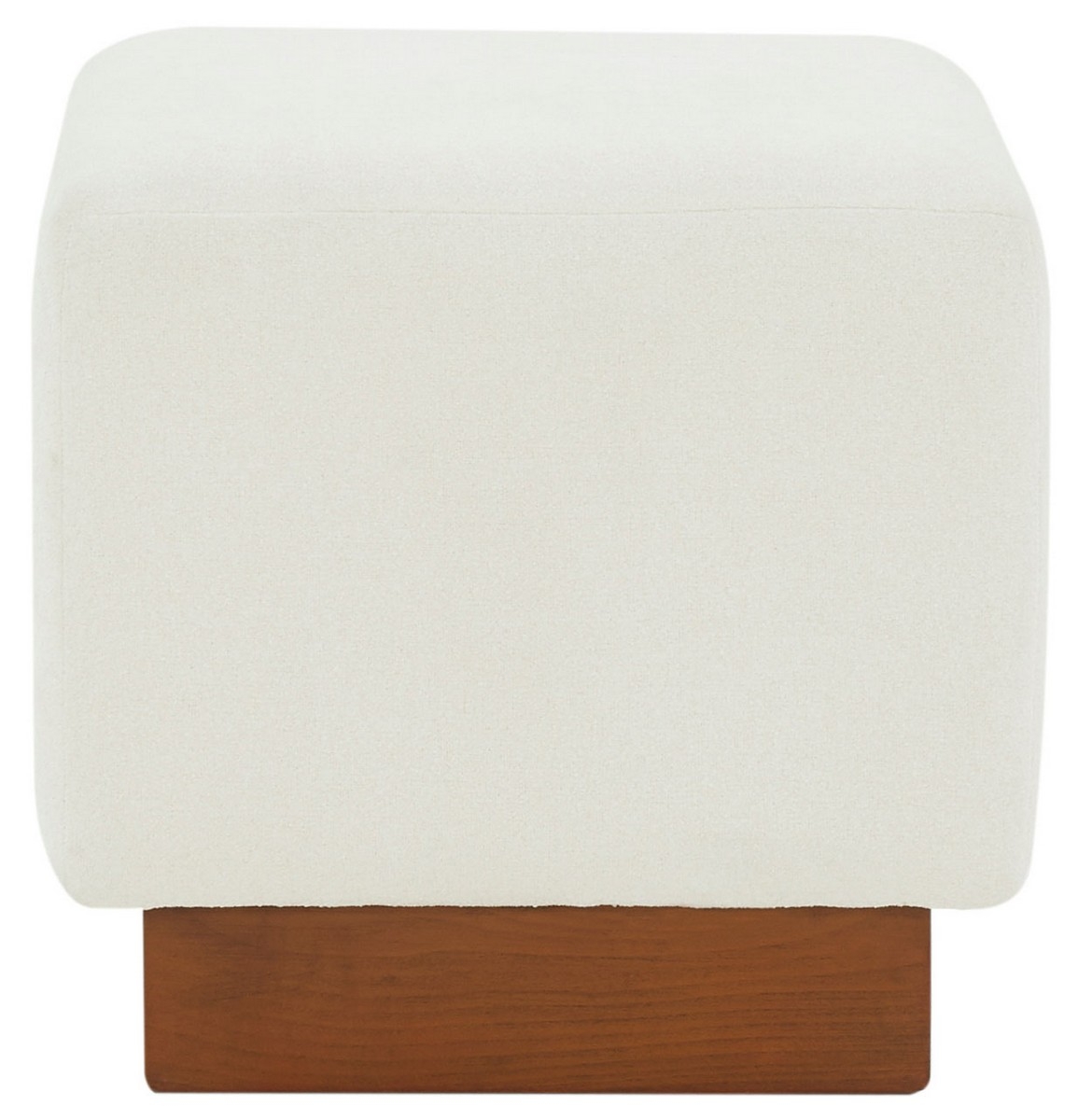 Natalya Square Ottoman - Ivory / Walnut - Image 0