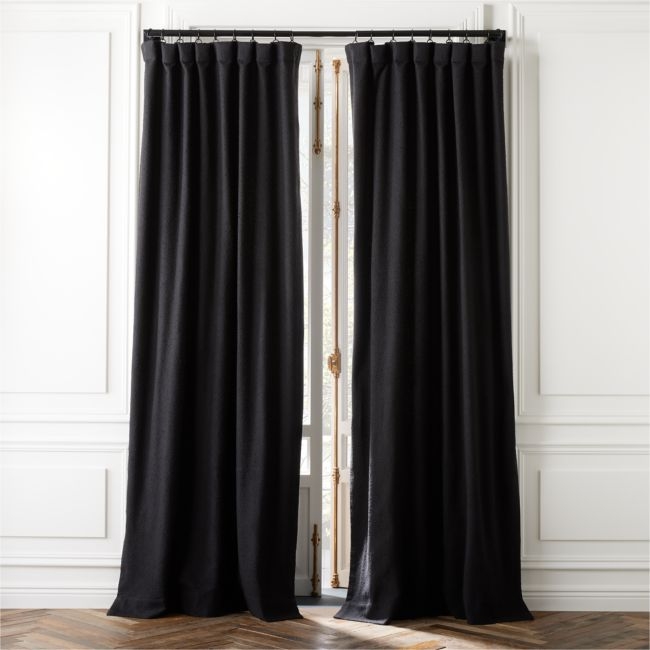 Black Boucle Window Curtain Panel 48''x96'' - Image 0