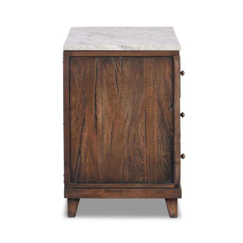 Odette 33" Antique Belgium Bleach Wood with White Statuario Marble Nightstand - Image 8