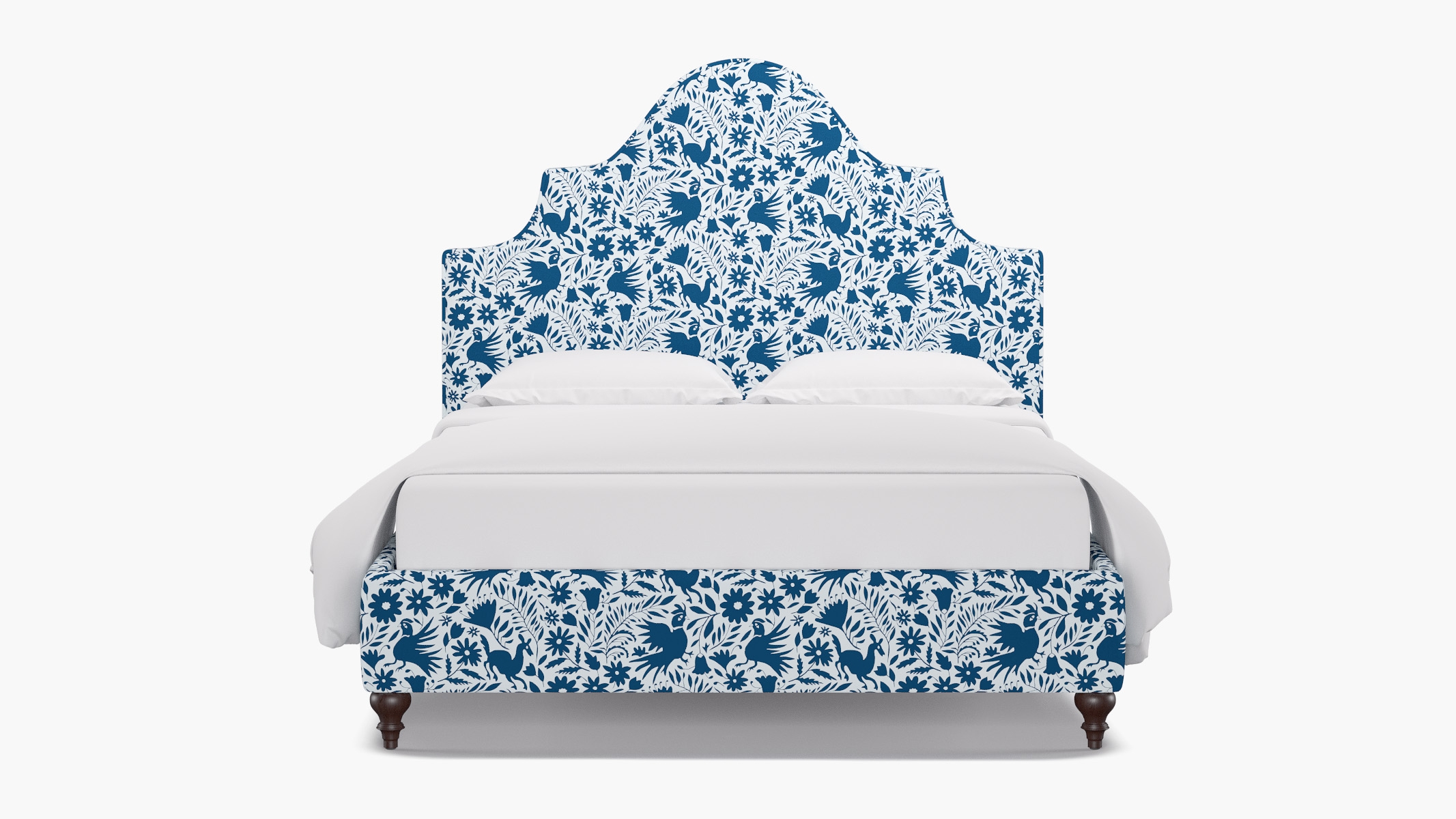 Statement Bed, Cerulean Frida, Espresso Traditional Turned Leg, Twin - Image 0