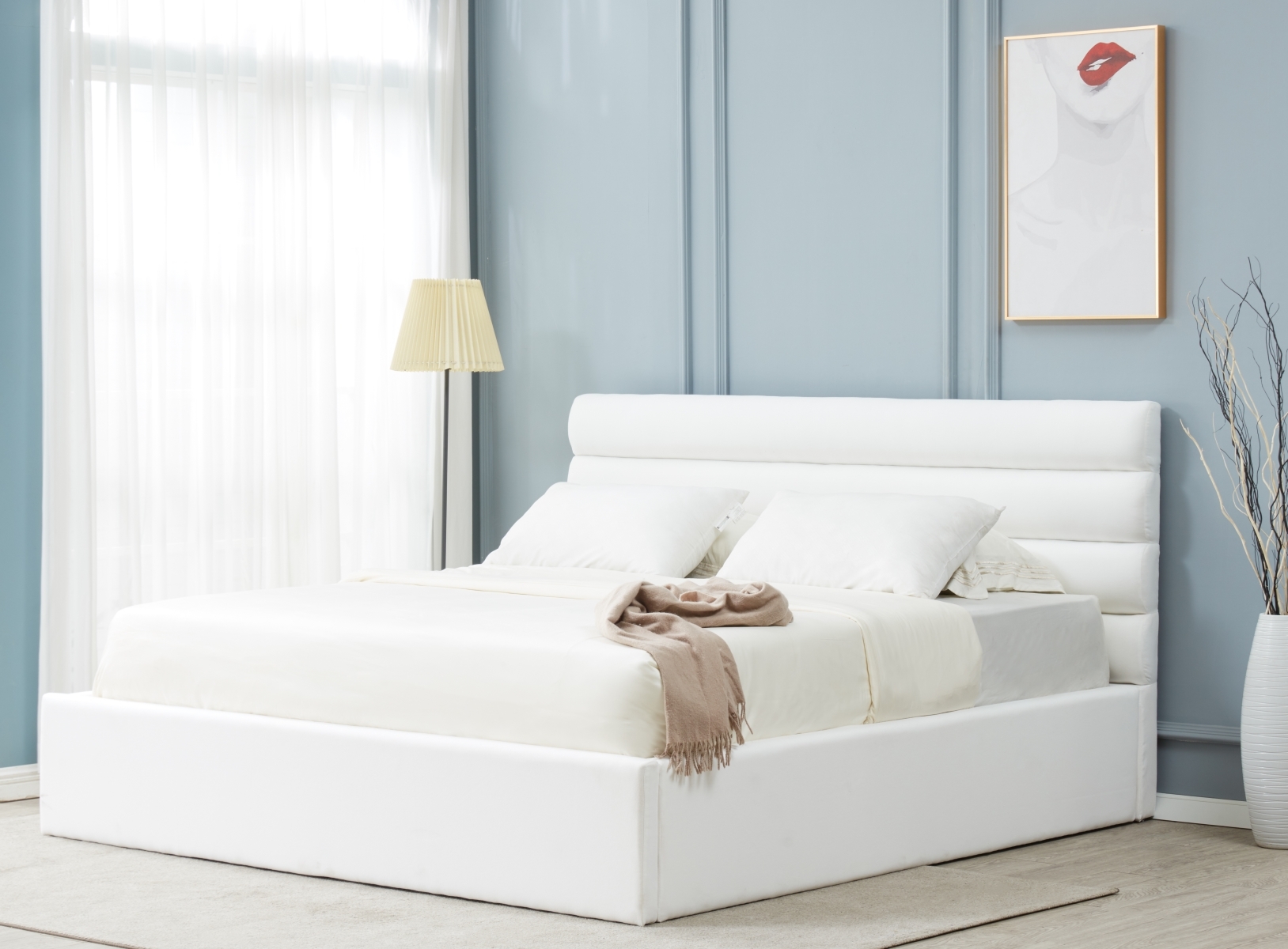 Jaybella Lowprofile Tufted Bed - Ivory - Image 1