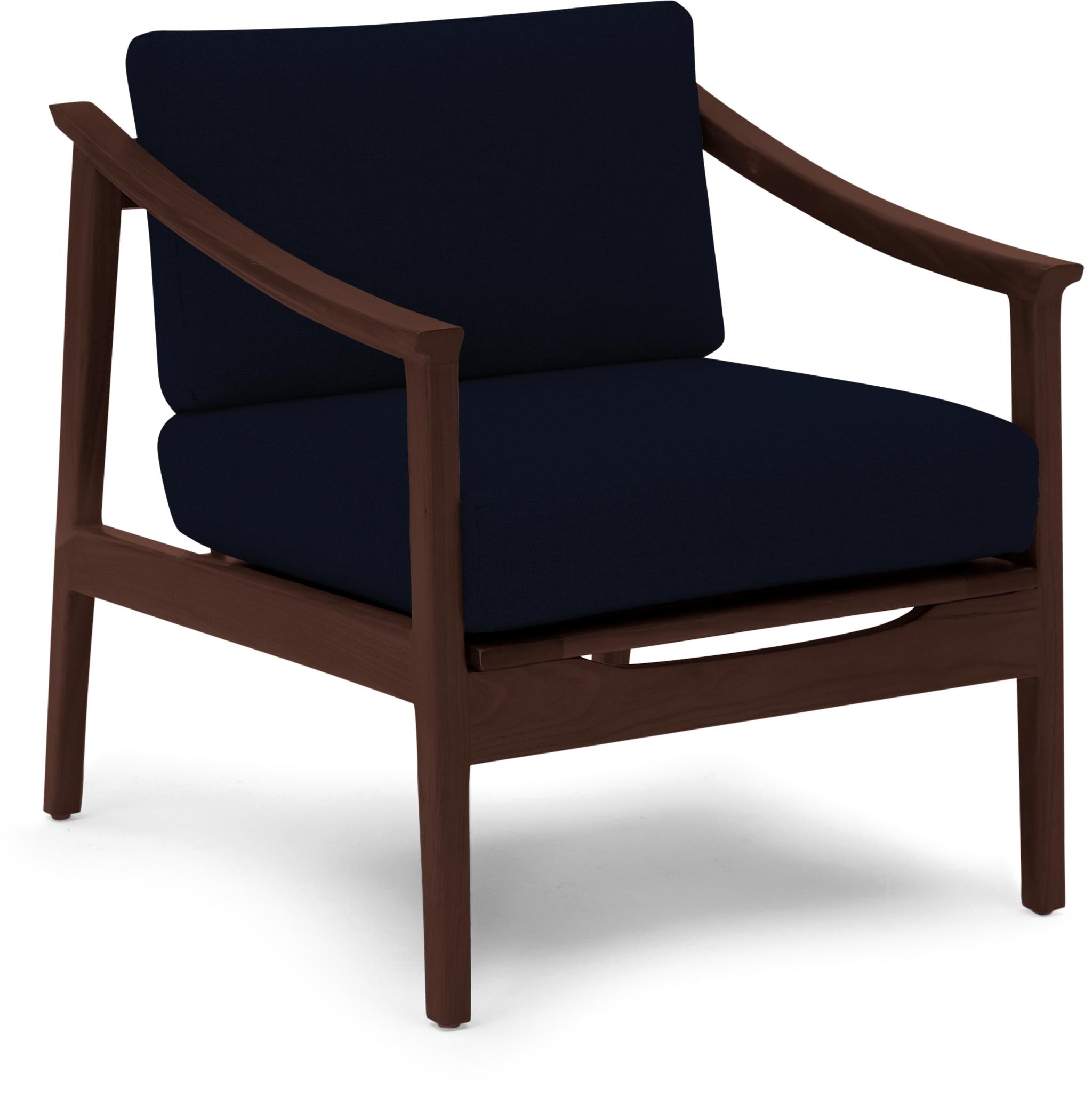 Blue Bradshaw Mid Century Modern Chair - Bentley Indigo - Walnut - Image 1