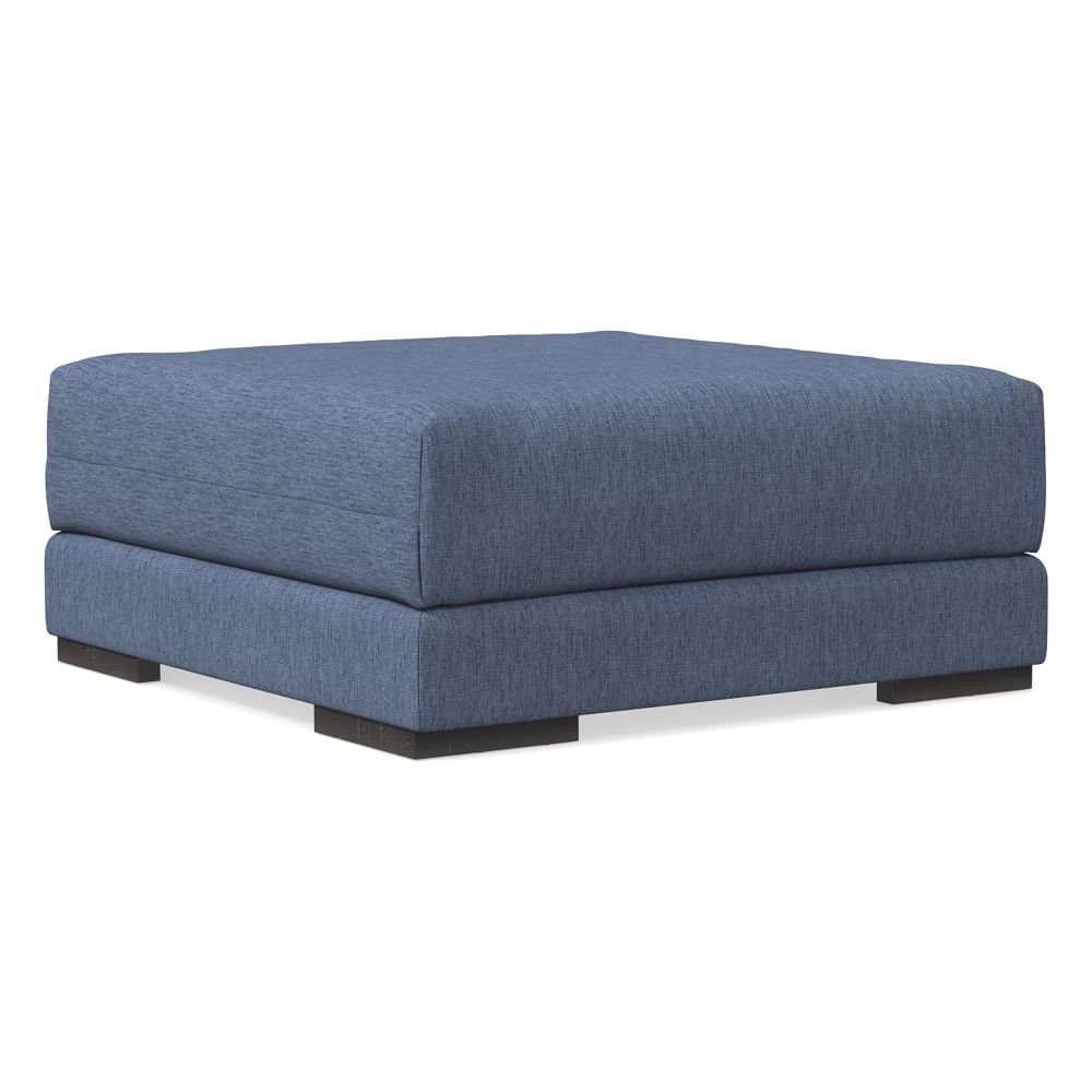 Dalton Large Square Ottoman, Down, Performance Coastal Linen, Midnight, Black - Image 0