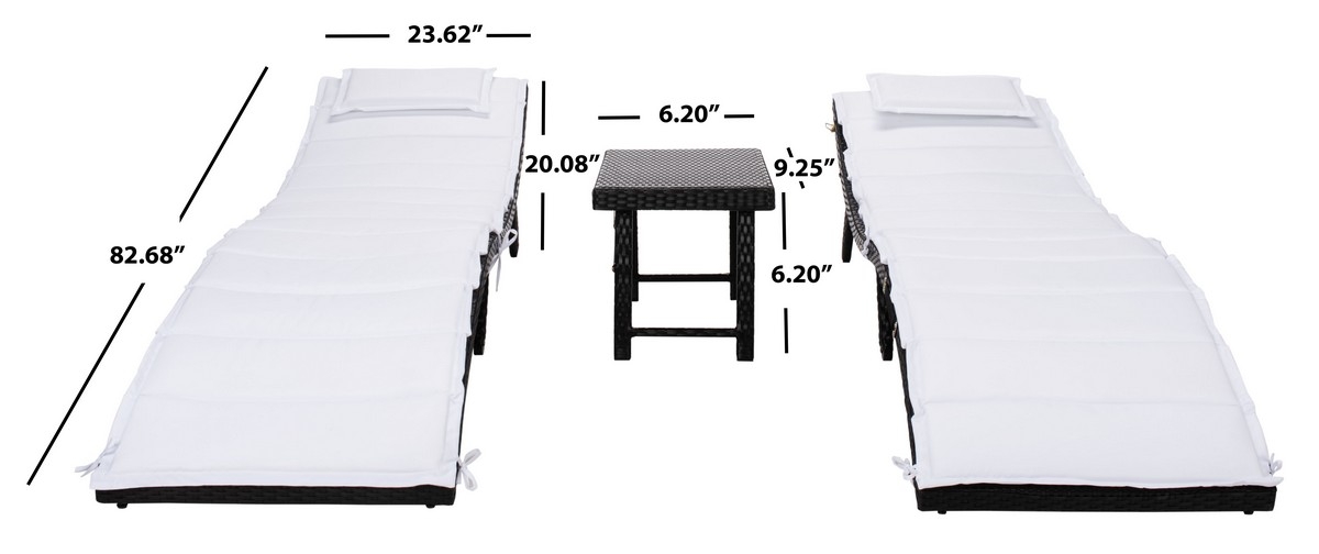 Carew 3 Pc Sun Lounger Set - Black - Safavieh - Image 9