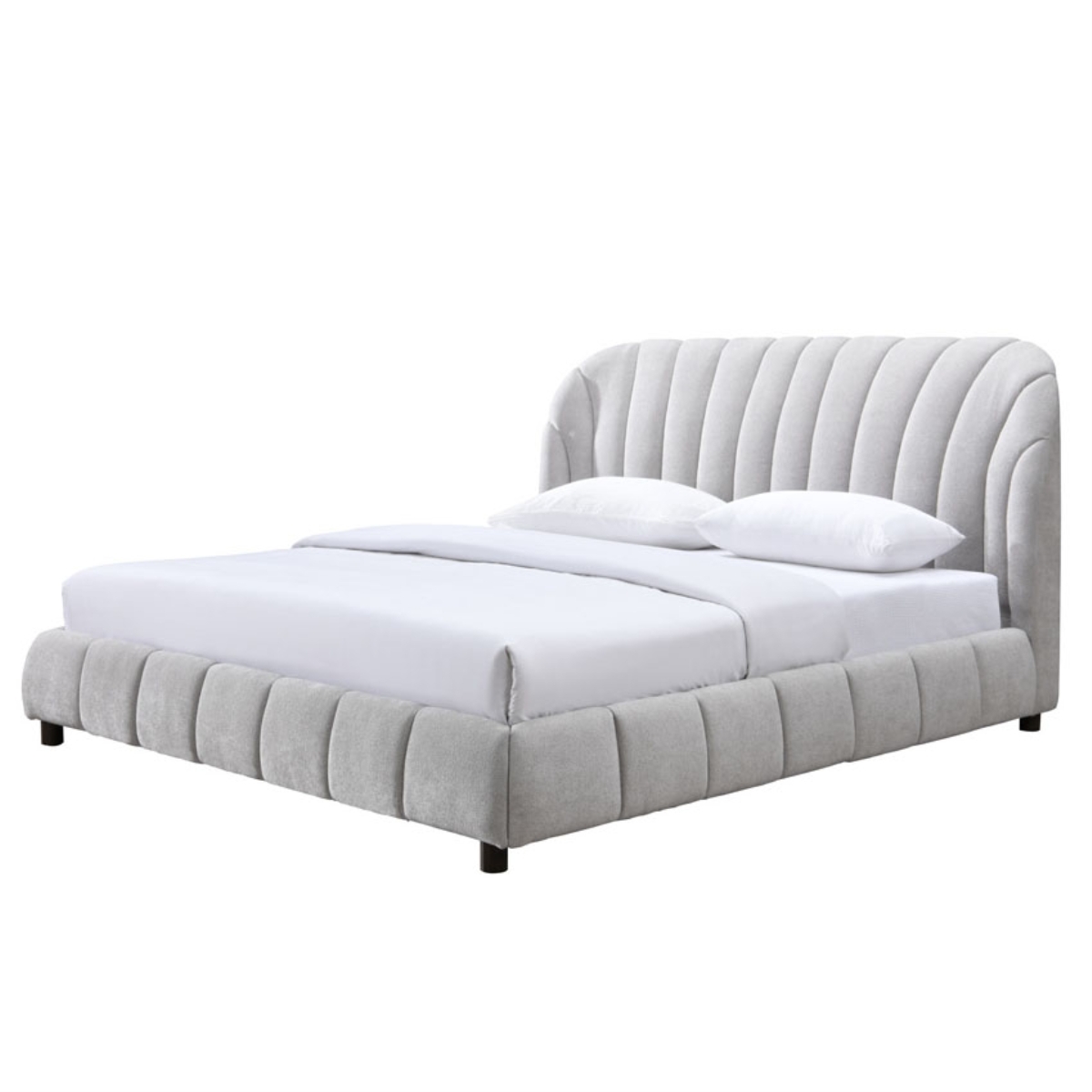 Tillie Channel Tufted Bed - Walnut / Light Grey - Image 2