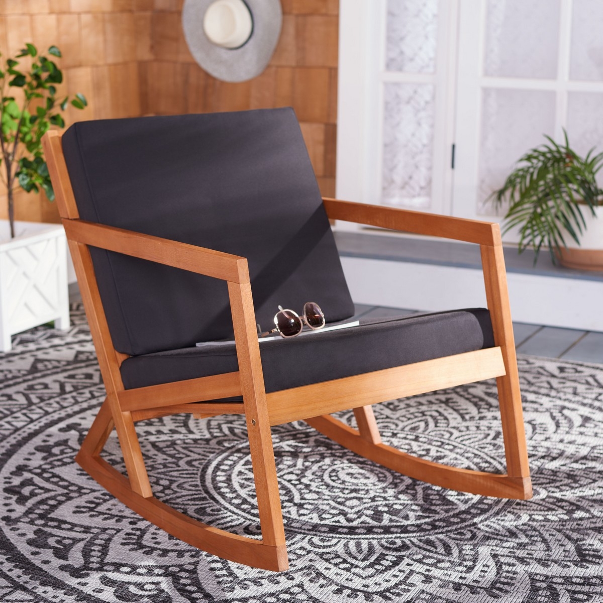 Vernon Rocking Chair - Natural/Black - Safavieh - Image 1