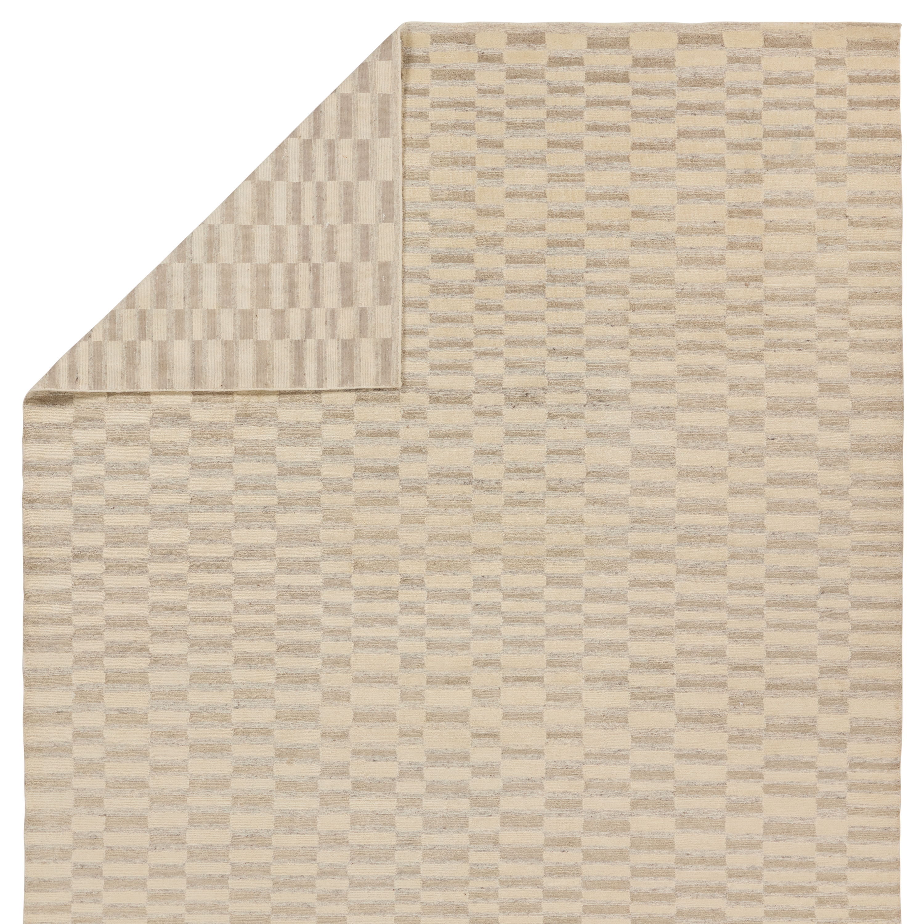 Entrada MTL01 Handknotted Stripes Tan and Cream Area Rug (6'x9') - Image 2