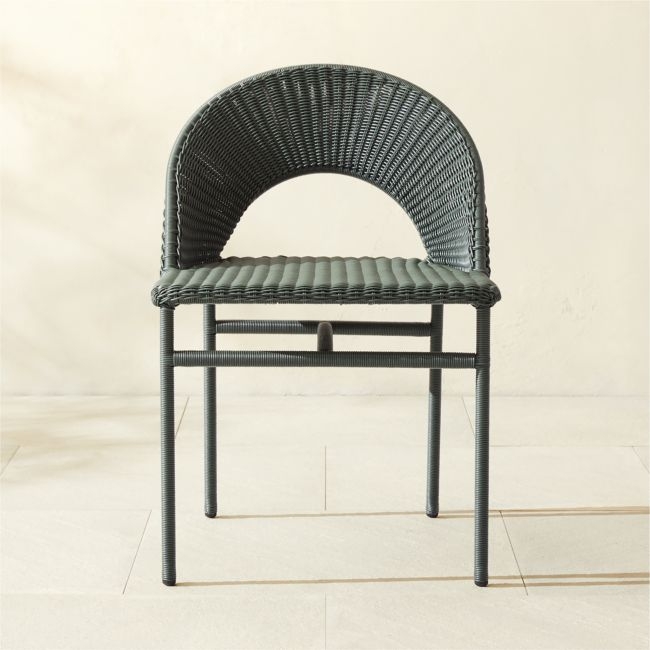 Arly Green All-Weather Rattan Outdoor Dining Chair - Image 0