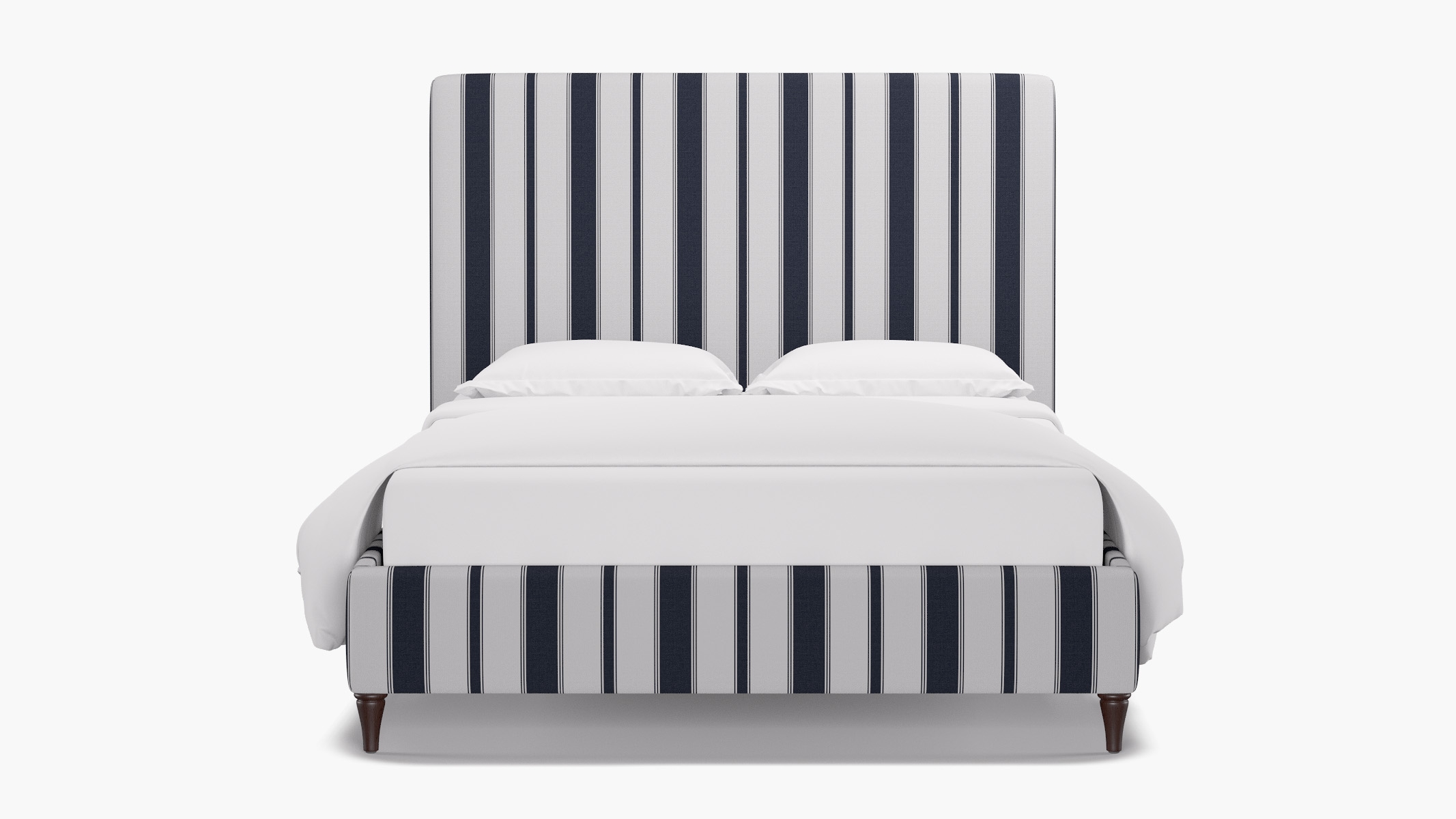 Classic Bed, Navy Clarence Stripe, Espresso Decorative Tapered Leg, Twin - Image 0
