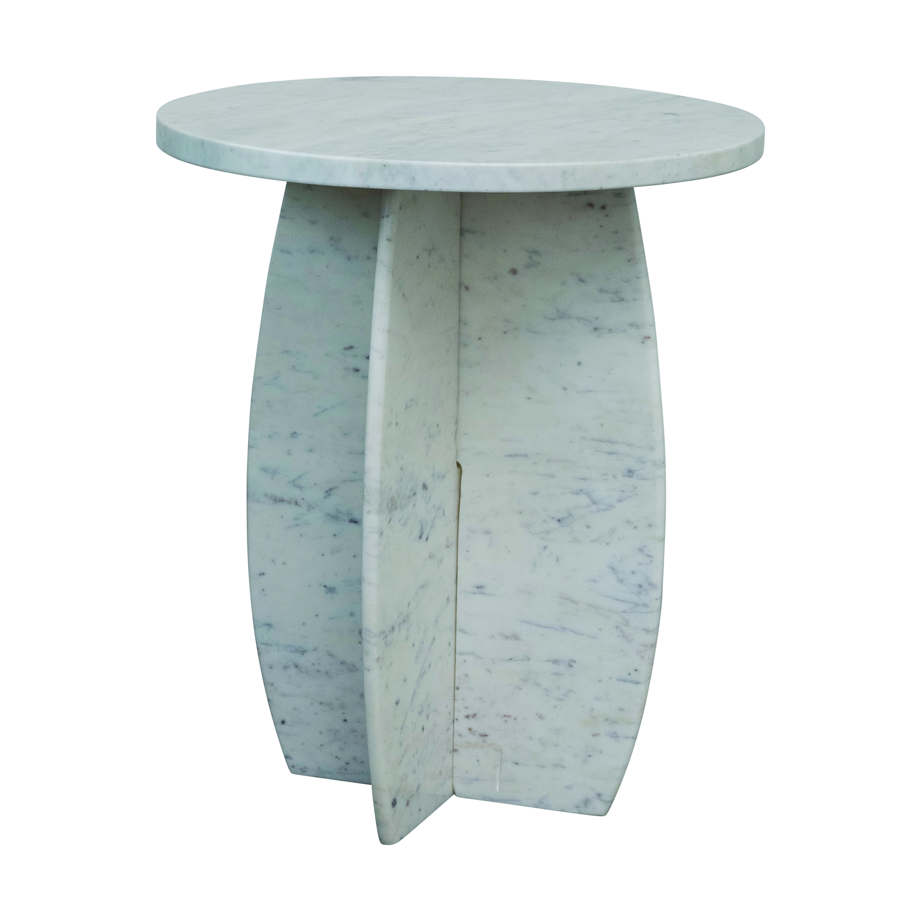 Modern Sculptural Marble Table with Interlocking Base, White - Image 0