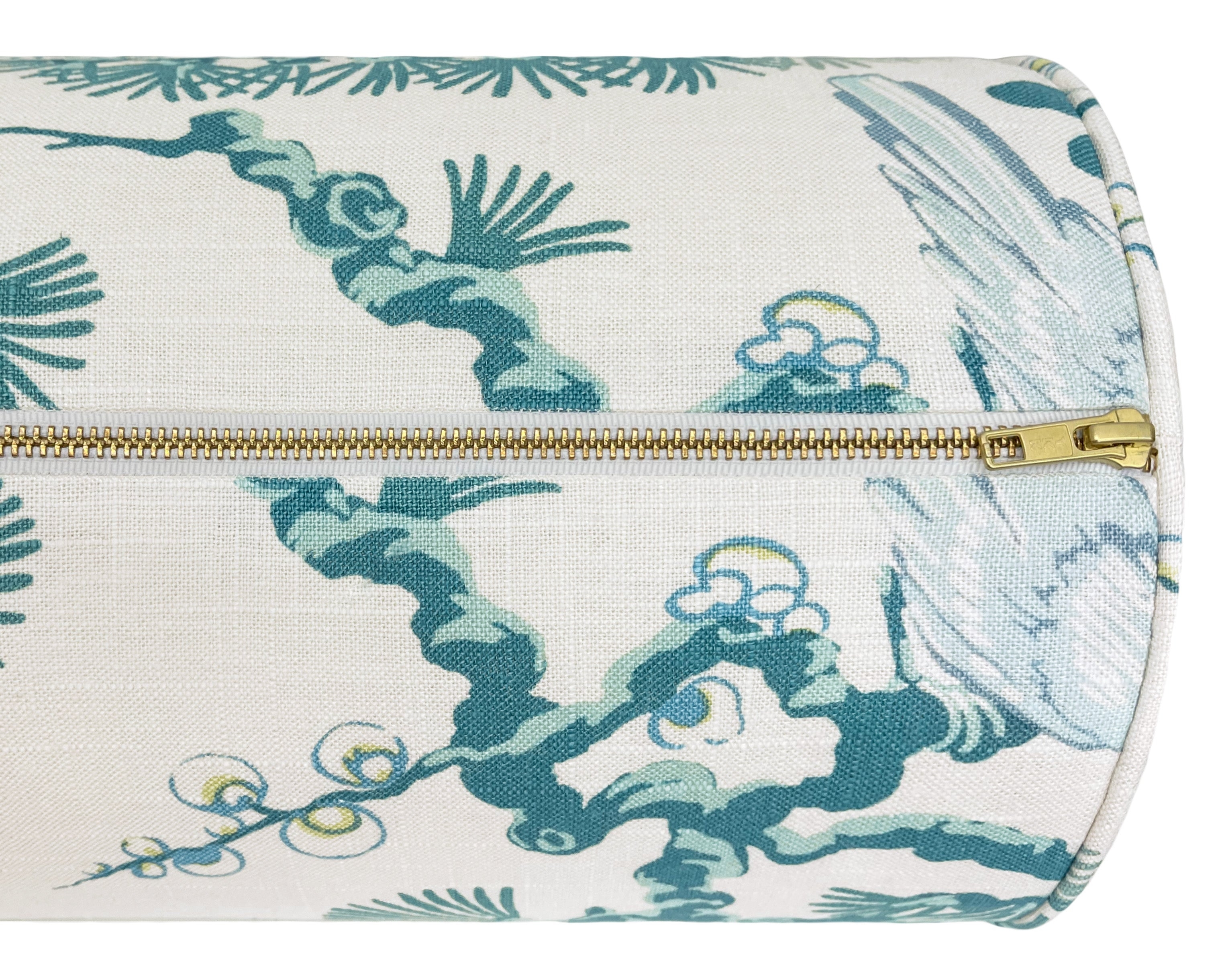 THE BOLSTER :: TRELLIS LINEN PRINT  // AEGEAN - BY THE YARD - Image 3