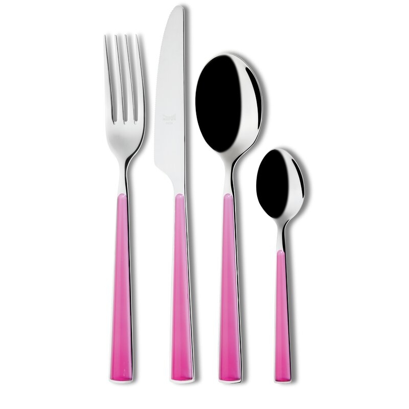  Primavera 24 Piece 18/10 Stainless Steel Flateware Set, Service for 6 Color: Fucsia - Image 0
